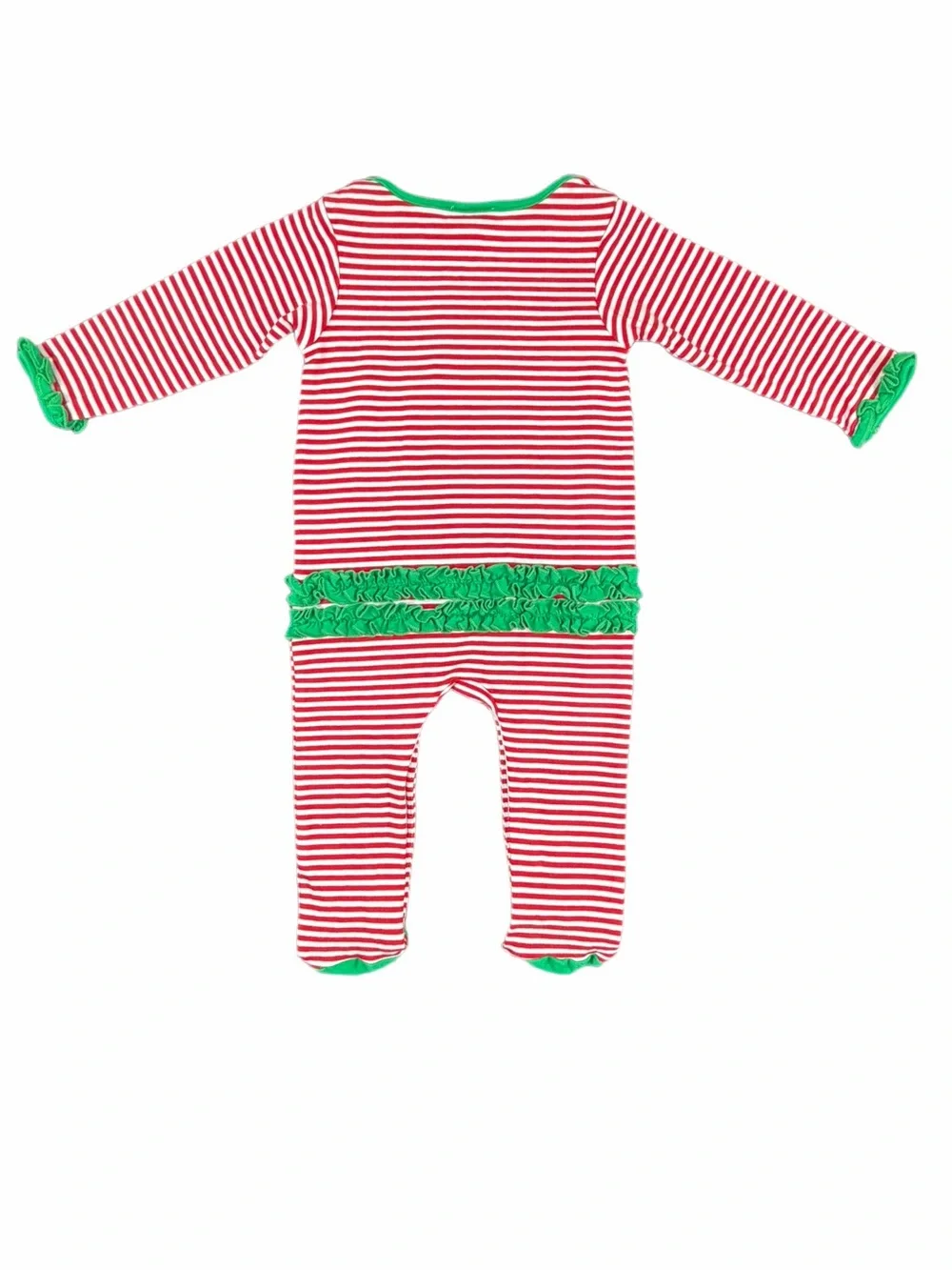 MAGNOLIA BABY Striped Be Jolly Appliqué Girls Footie - 12M